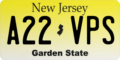 NJ license plate A22VPS