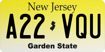 NJ license plate A22VQU