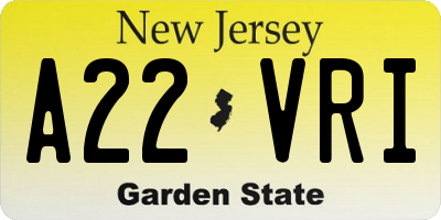 NJ license plate A22VRI