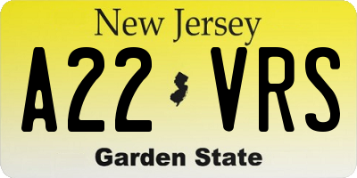 NJ license plate A22VRS