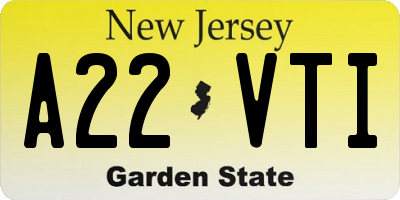 NJ license plate A22VTI