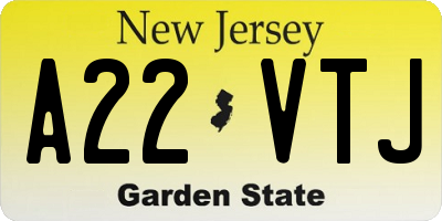 NJ license plate A22VTJ