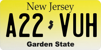 NJ license plate A22VUH