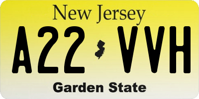 NJ license plate A22VVH