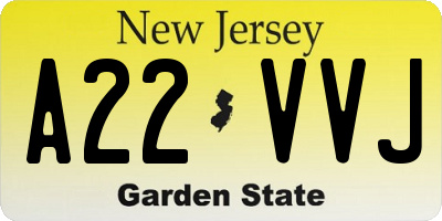 NJ license plate A22VVJ