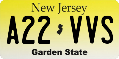 NJ license plate A22VVS