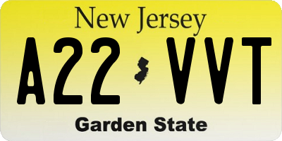 NJ license plate A22VVT