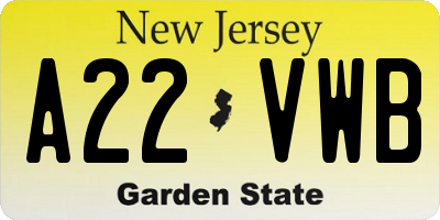 NJ license plate A22VWB