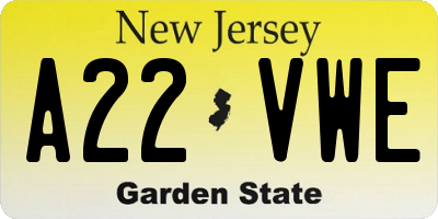 NJ license plate A22VWE