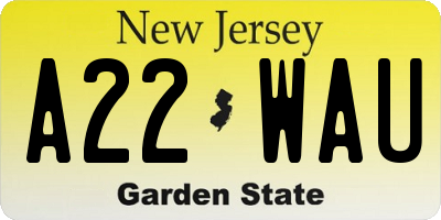 NJ license plate A22WAU