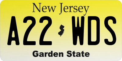NJ license plate A22WDS
