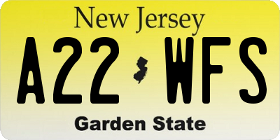 NJ license plate A22WFS