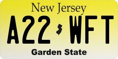 NJ license plate A22WFT