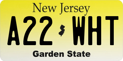 NJ license plate A22WHT