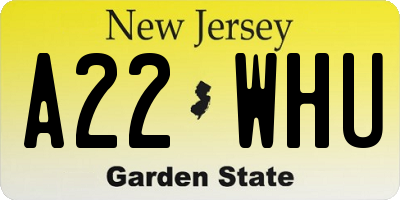 NJ license plate A22WHU