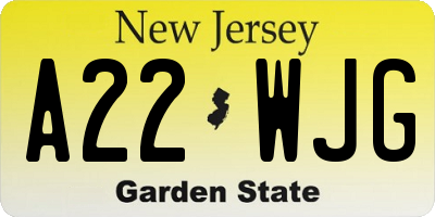 NJ license plate A22WJG