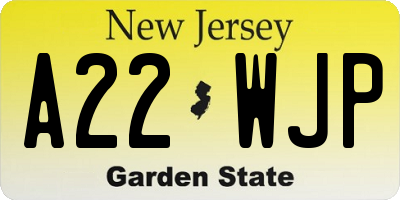 NJ license plate A22WJP