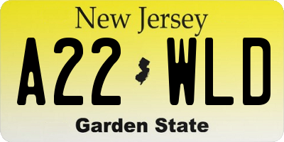 NJ license plate A22WLD