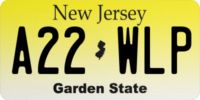 NJ license plate A22WLP