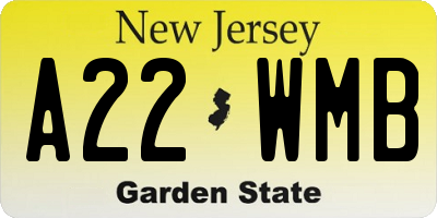 NJ license plate A22WMB