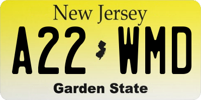 NJ license plate A22WMD