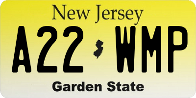 NJ license plate A22WMP