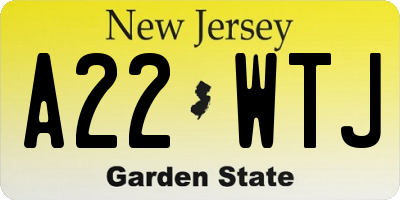 NJ license plate A22WTJ
