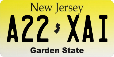 NJ license plate A22XAI