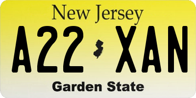 NJ license plate A22XAN