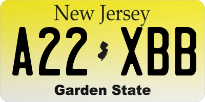 NJ license plate A22XBB