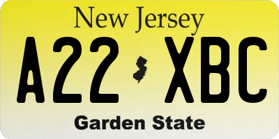 NJ license plate A22XBC