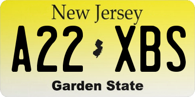 NJ license plate A22XBS