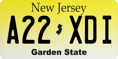 NJ license plate A22XDI