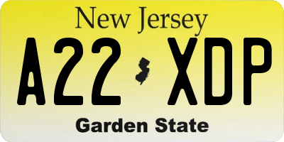 NJ license plate A22XDP