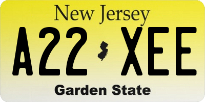 NJ license plate A22XEE