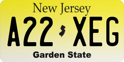 NJ license plate A22XEG