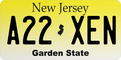 NJ license plate A22XEN