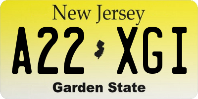 NJ license plate A22XGI