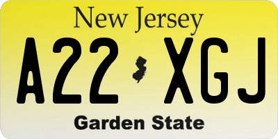 NJ license plate A22XGJ