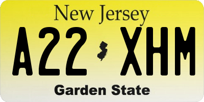 NJ license plate A22XHM