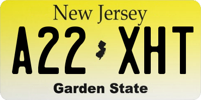 NJ license plate A22XHT