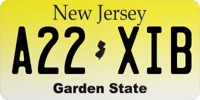 NJ license plate A22XIB