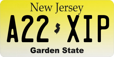 NJ license plate A22XIP