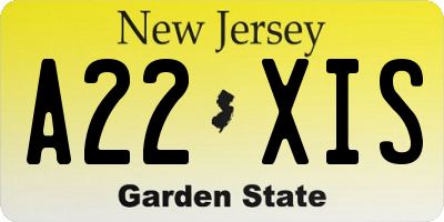 NJ license plate A22XIS