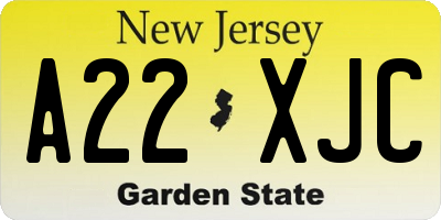 NJ license plate A22XJC