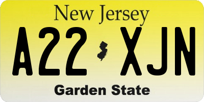 NJ license plate A22XJN