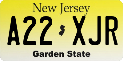 NJ license plate A22XJR