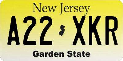 NJ license plate A22XKR