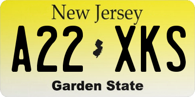 NJ license plate A22XKS