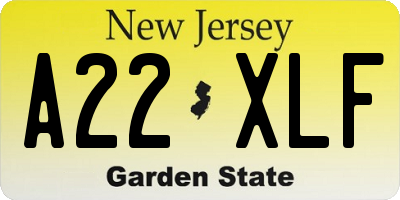 NJ license plate A22XLF